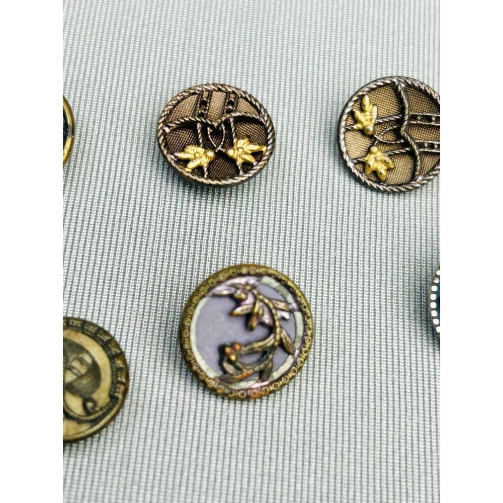 Antique Floral‎ Mini Metal Picture Buttons Set Of 6